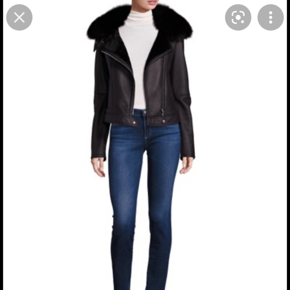 Theory Promo Shearling Fox Fur Moto jacket size M